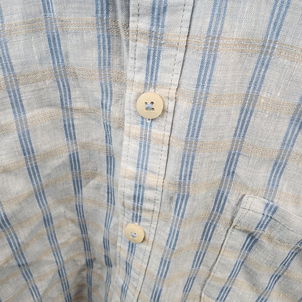 Tommy Bahama Short Sleeve Button‎ Up Island Modern Fit Blue Plaid Size Large - Picture 3 of 7
